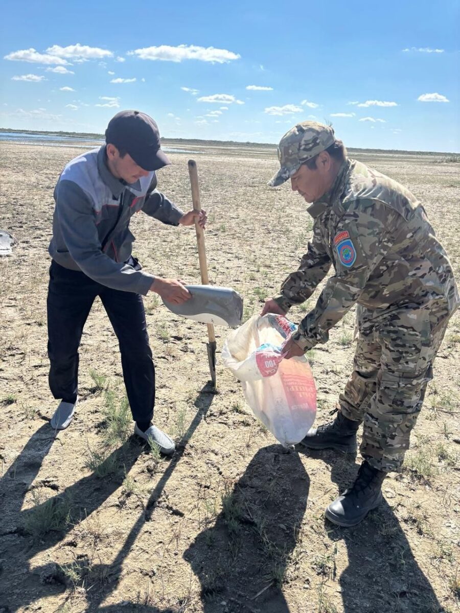 Сотрудники Барсакельмесского государственного природного заповедника провели экологическую акцию по очистке берегов водоёмов