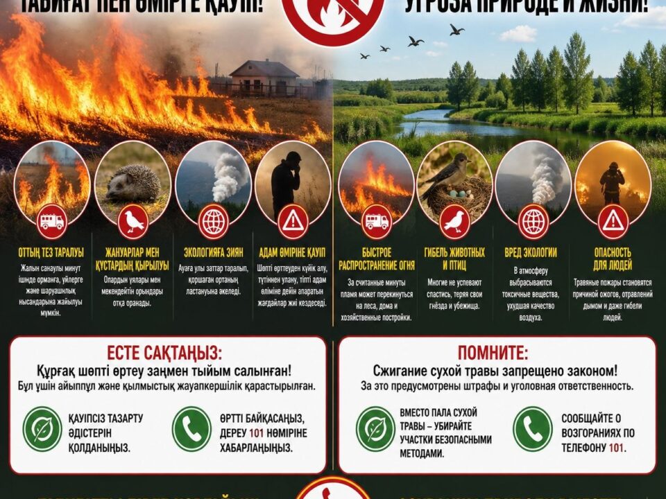 Құрғақ шөпті жағу – үлкен апаттың бастауы!