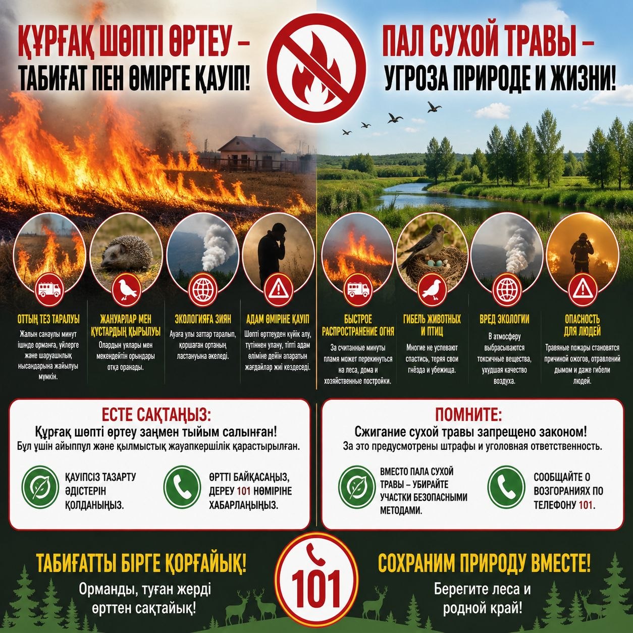 Құрғақ шөпті жағу – үлкен апаттың бастауы!